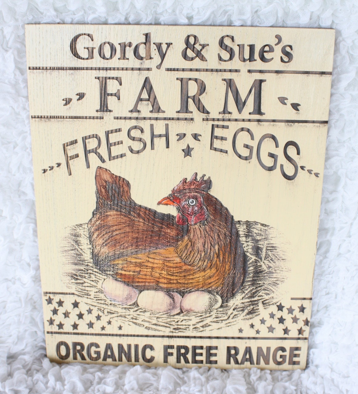 ... Sign - Customized Wood Sign - Chicken, Eggs, Personalized with Names