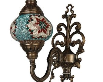 Items similar to Wall sconce CAST Turkish Moroccan Hanging Glass Mosaic