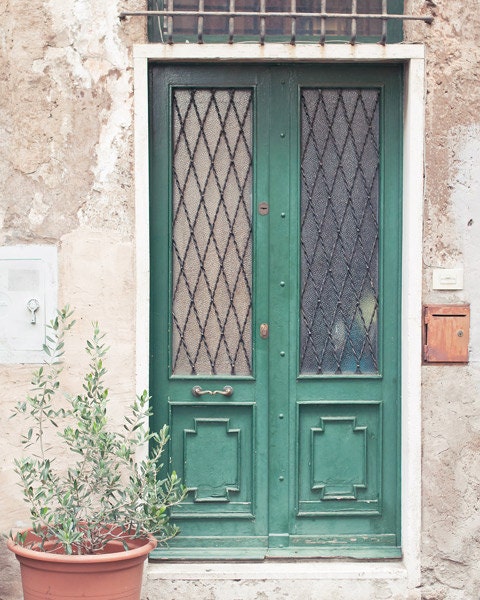 Rome architecture photo - Somewhere in Trastevere - Travel art -  Door photography - Italy urban art rustic home decor - Olive green emerald - photographybykarina