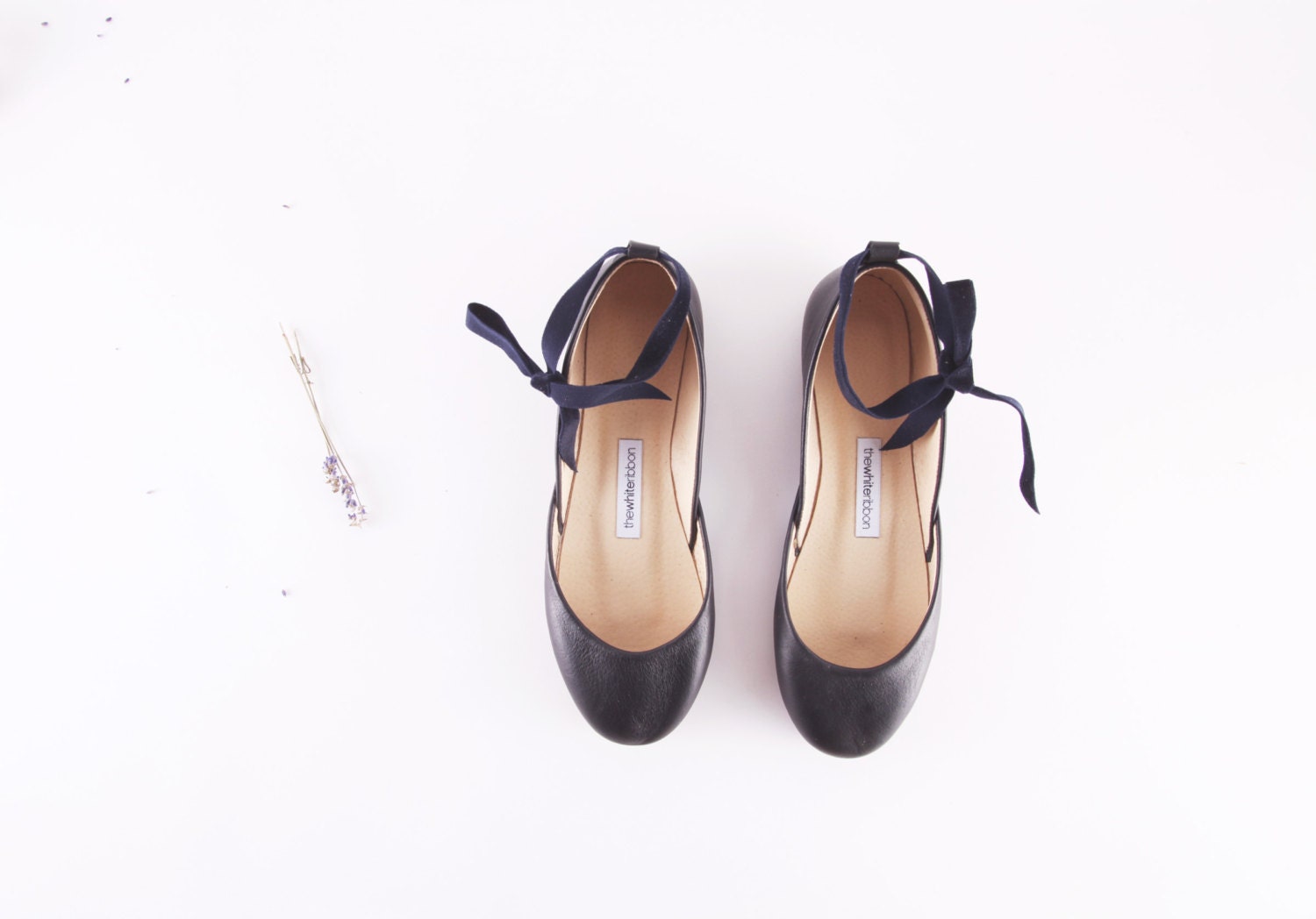 black ballet flats with ribbon