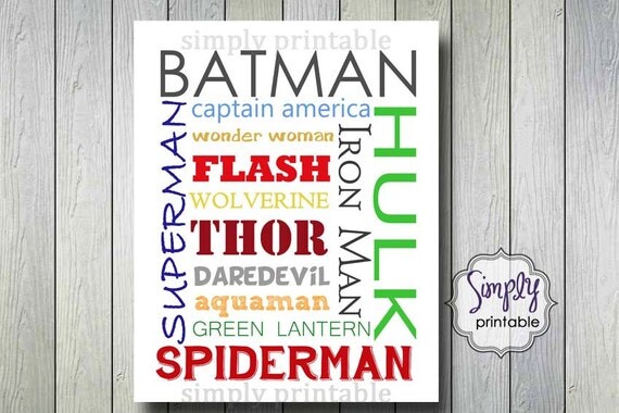 Superhero Boys Wall Print for Bedroom Il_570xn