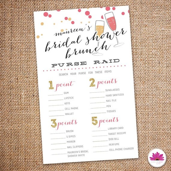 Bridal Shower Brunch Purse Raid Game 5x8 by EventswithGrace