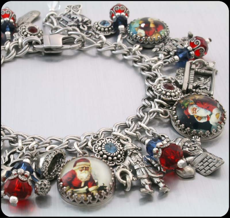 Christmas Charm Bracelet Silver Charm by BlackberryDesigns on Etsy