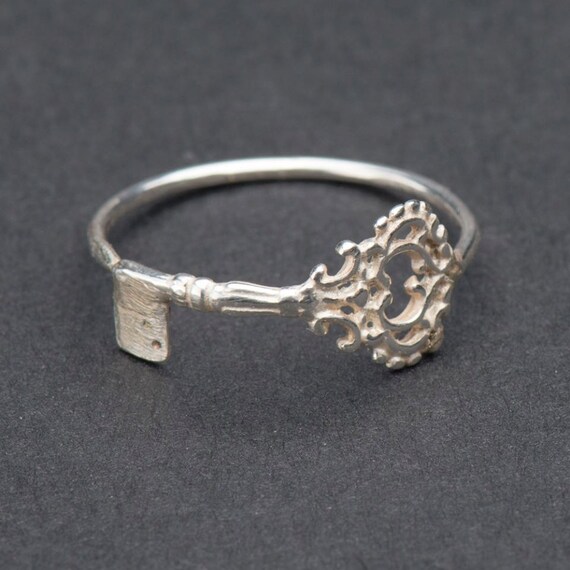 Skeleton key ring Silver novelty ring Everyday by DvoraSchleffer