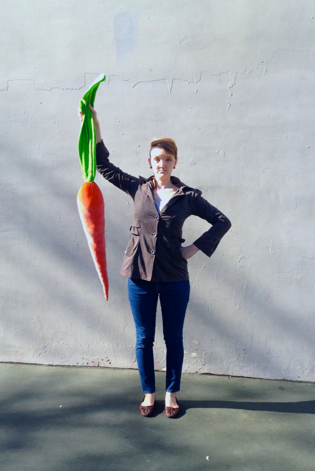 Velvet Carrot Pillow Body Pillow Giant Vegetable by jumbojibbles