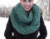 Crocheted infinity scarf in Greens - ACCrochet