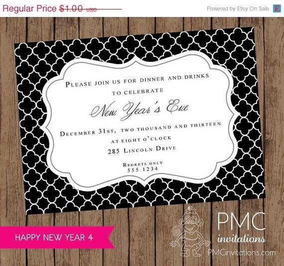 New Years Eve Party Invitations - 1.00 each with envelope Il_570xn