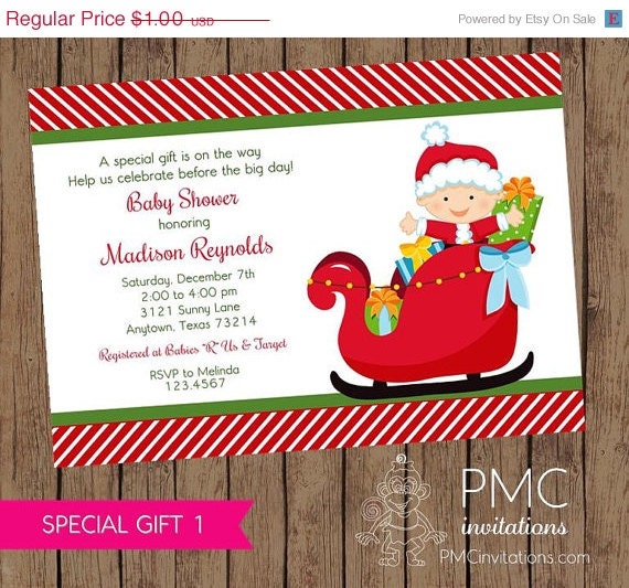 Christmas Baby Shower Invitations - 1.00 each with envelope Il_570xn