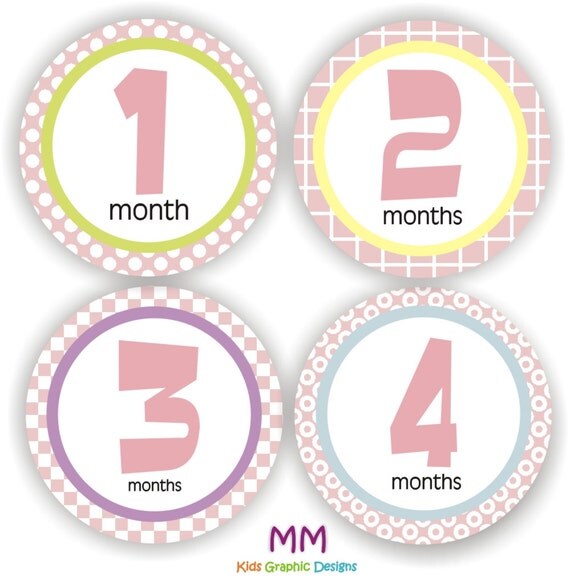 Baby Stickers - Baby Month Stickers - Baby Girl Monthly Stickers - Baby Shower Gift - Baby Girl Month Stickers Il_570xn