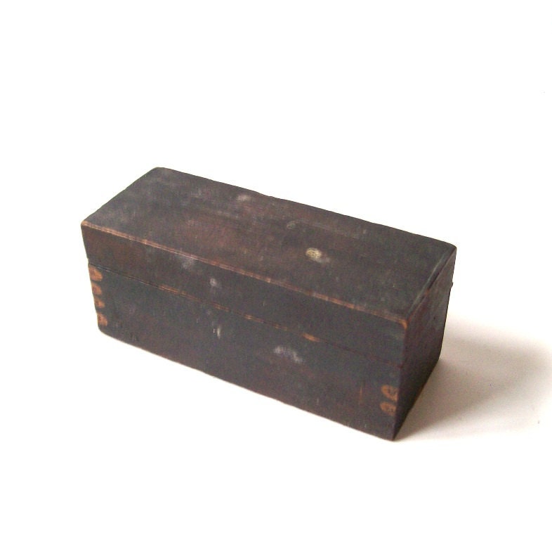 vintage wood box antique hinged lid storage by RecycleBuyVintage
