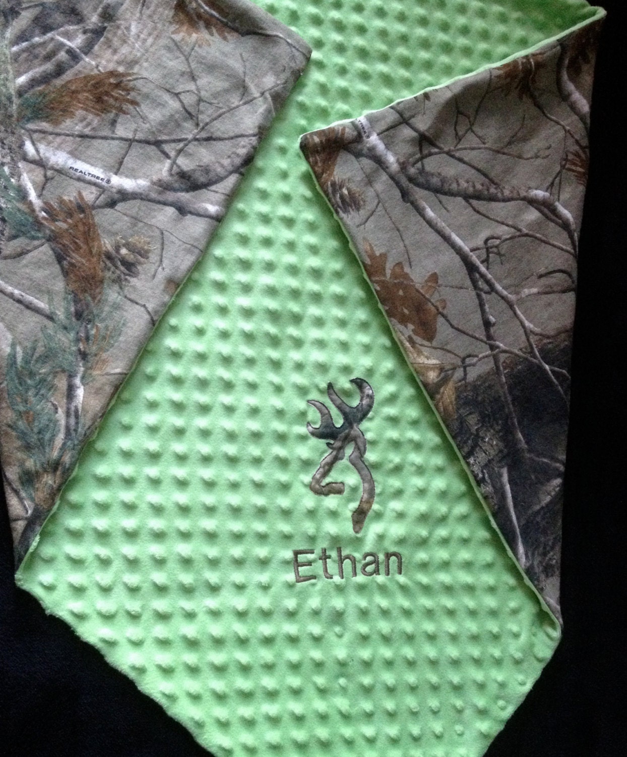 Real tree camo baby boy personalized blanket by Flatoutfunky