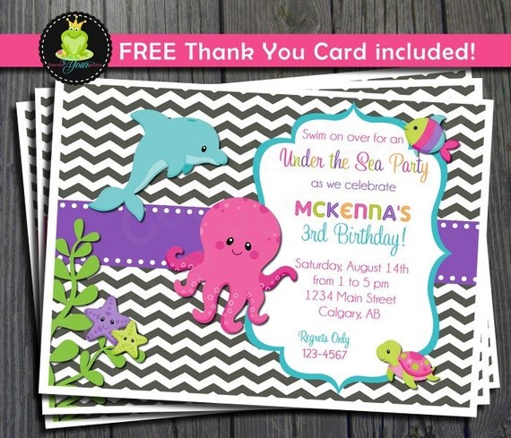 Under The Sea Invitation - Includes FREE Thank You Card Il_570xn