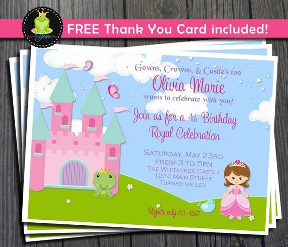 Princess Invitation - FREE Thank You Card included Il_570xn