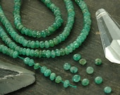 Emerald Smooth Rondelles / 90 beads 3x1.5mm, 6" strand / Natural Green Gemstone / Organic Craft, Jewelry Making Supplies - WomanShopsWorld