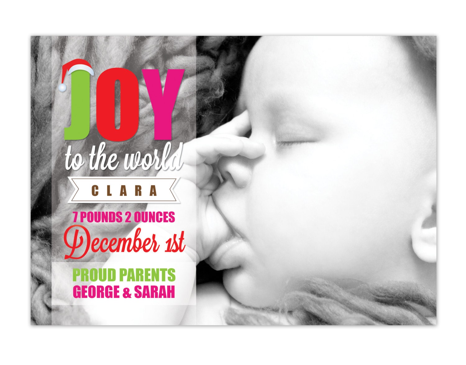 Printable Custom Christmas Photo Card/Birth Announcement - Christmas Baby Il_570xn