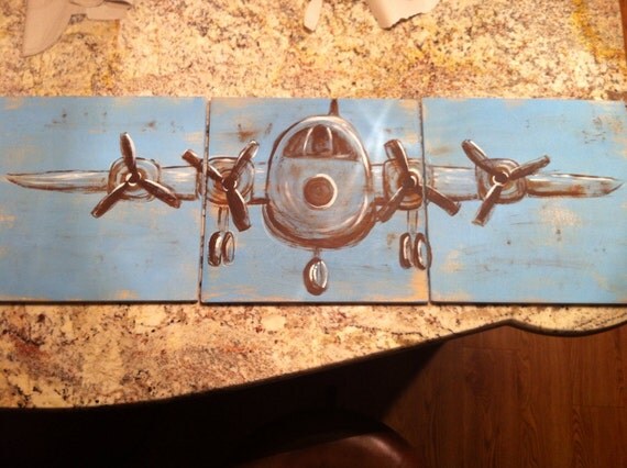 Airplane Painting Acrylic on wood Customize colors by smileestudio