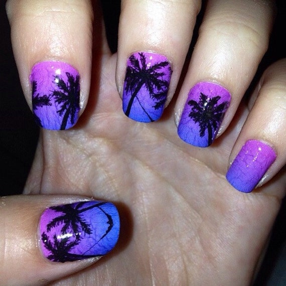 Palm Tree real nail polish strips. Nail decal by CompulsiveNails