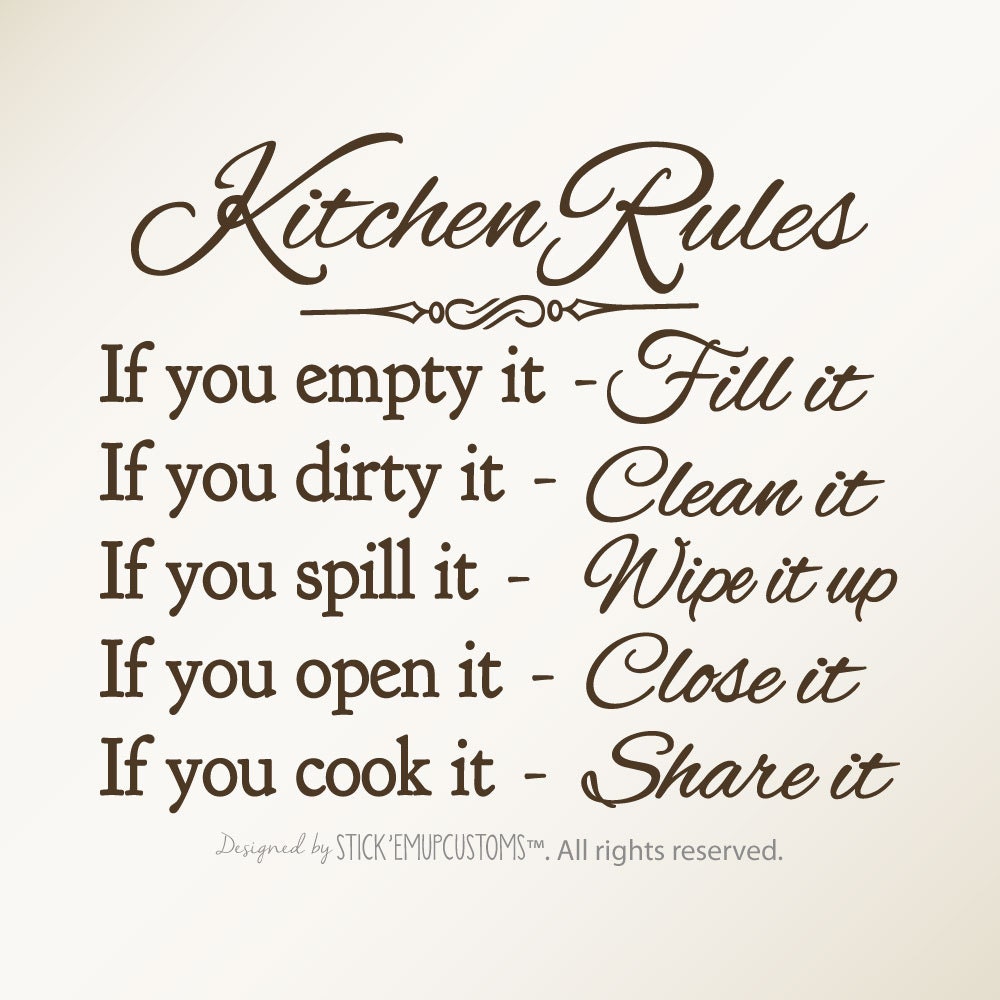 Kitchen Rules - Wall Art Decal - Dining Room Decor - Kitchen Decor ... Kitchen Rules - Wall Art Decal - Dining Room Decor - Kitchen Decor ...