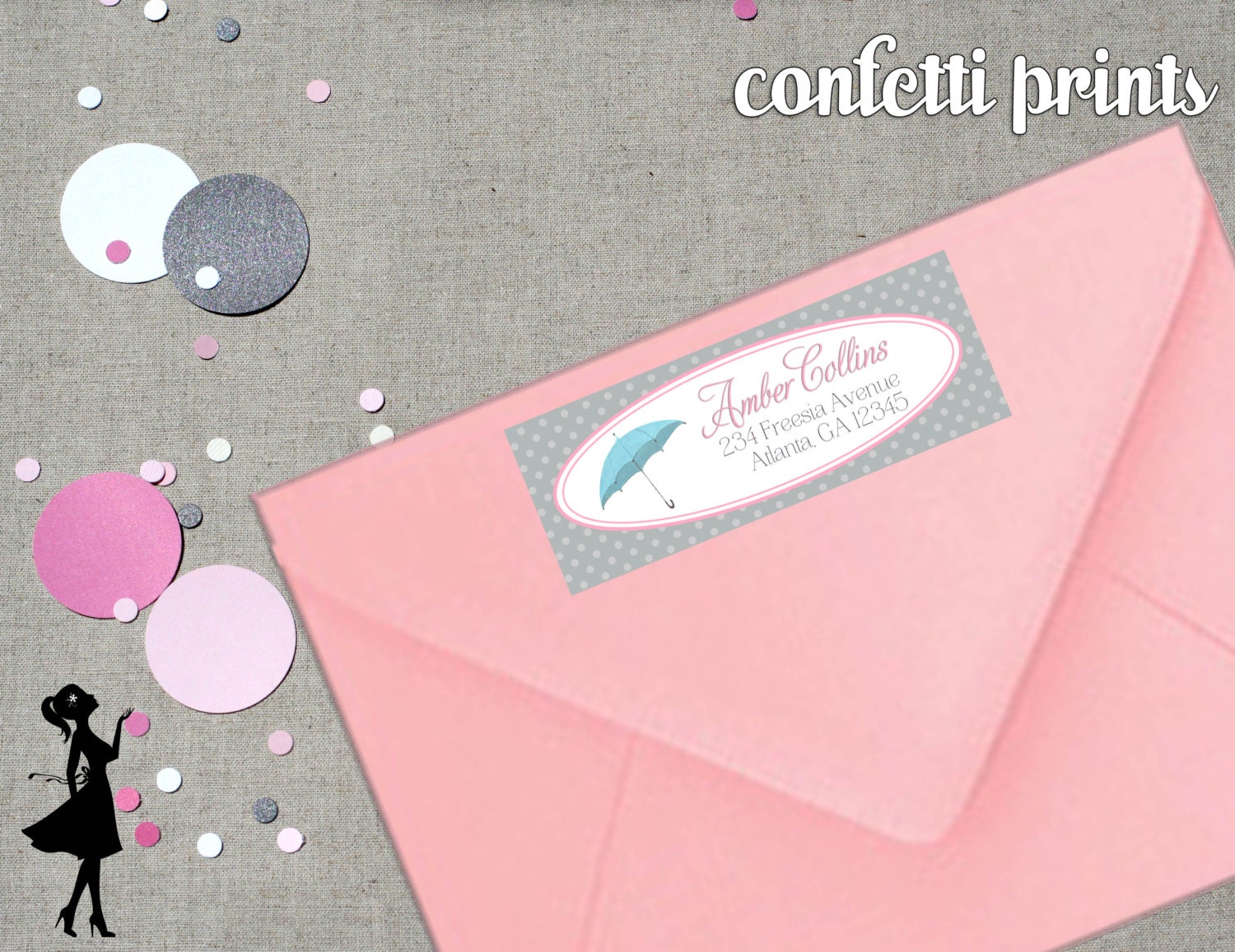 Retro Shower Address Label - FORECASTING A SHOWER Printable Il_570xn