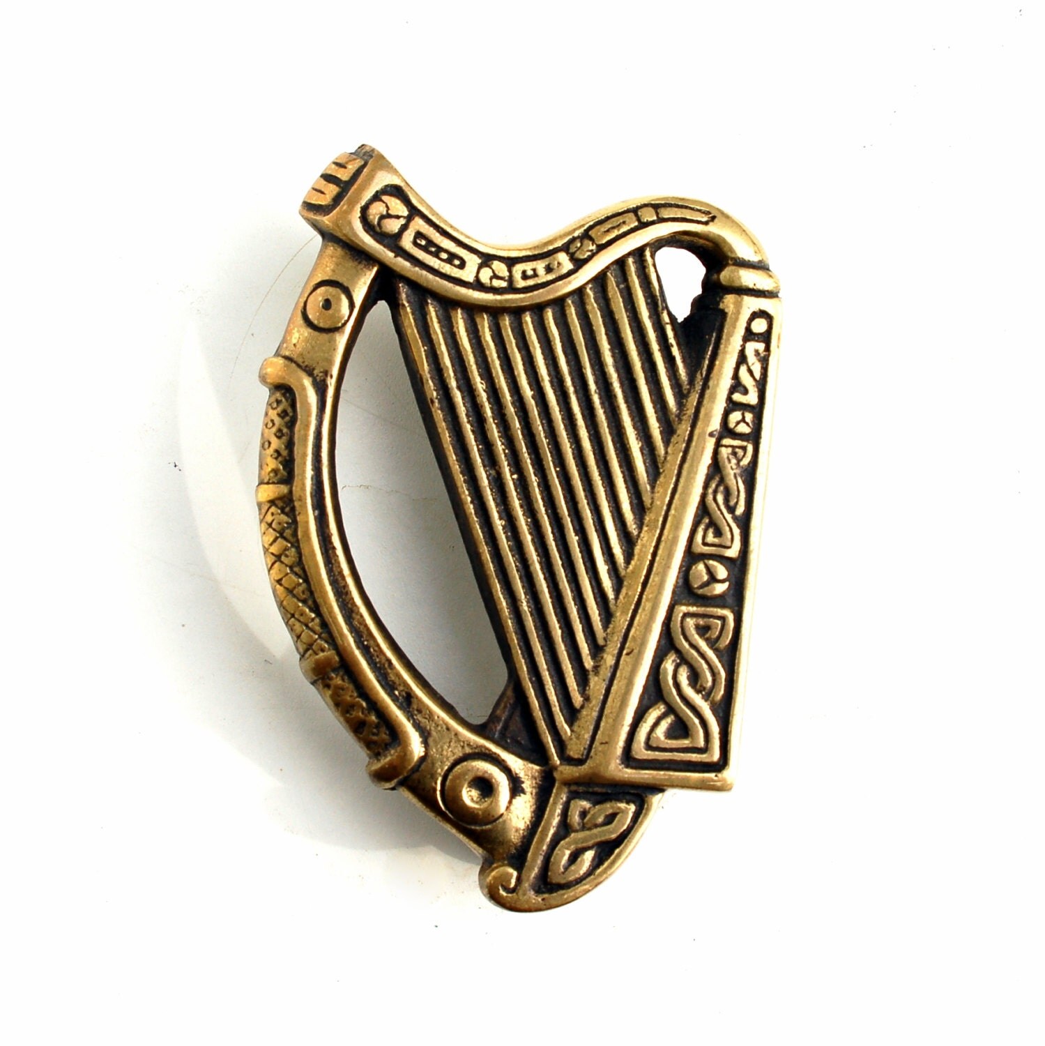 Antique Irish Harp Door Knocker Celtic Brass by KnockPlease