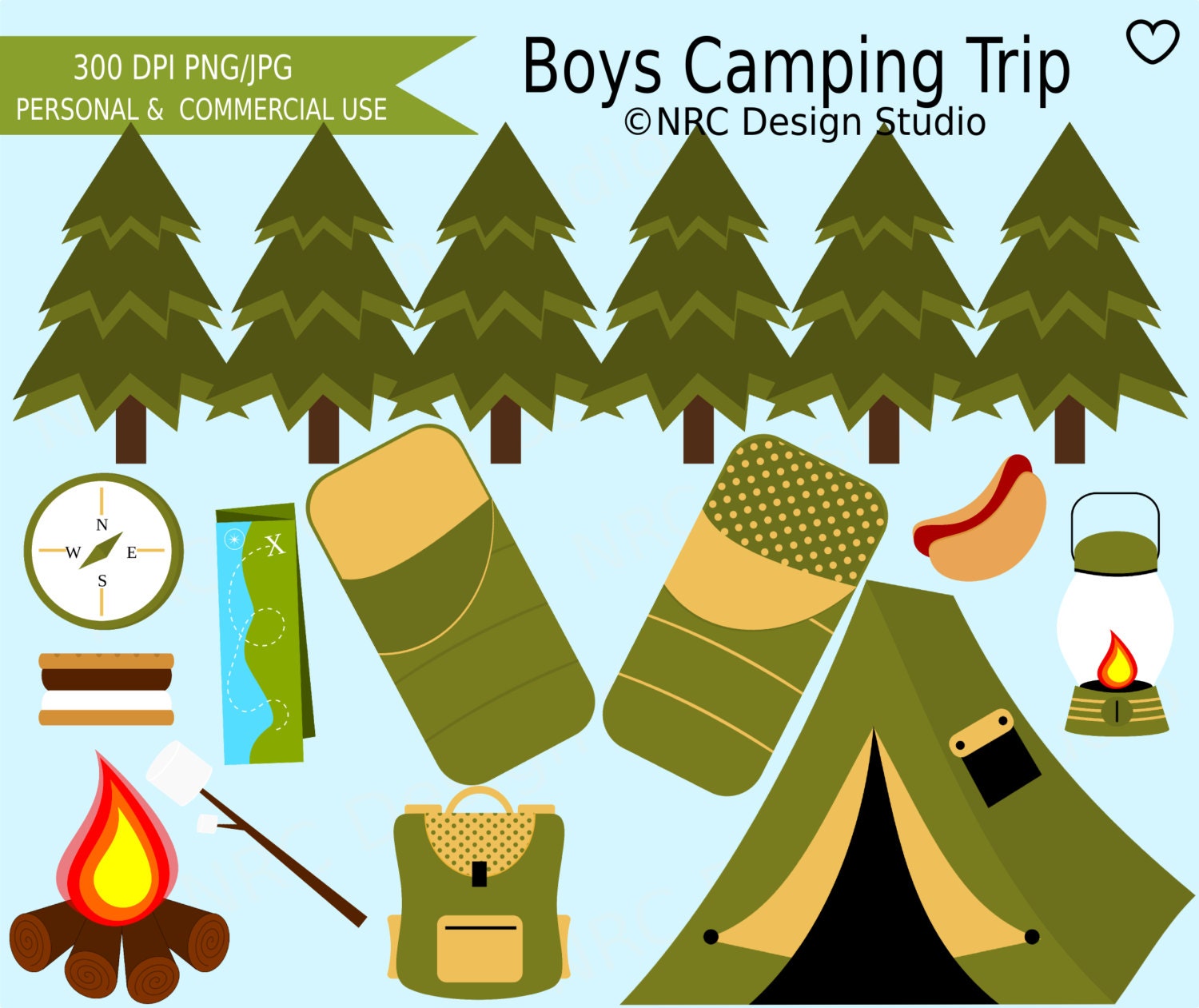 WINTER SALE - Boys Clip Art - Camping Trip Clip Art (Boys V3) - Digital Camping Clipart Il_570xn