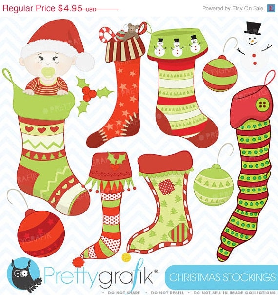 40% OFF SALE christmas stockings clipart, commercial use, vector graphics, digital clip art, digital images - CL402 Il_570xn