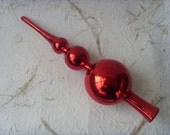 Soviet Vintage Glass Christmas Tree Topper of Red Colour Made in USSR in 1970s. - Astra9