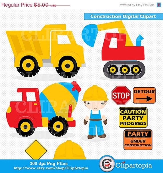 ON SALE Construction Digital Clipart / Trucks Digital ClipArt / Dump Truck clip art For Personal and Commercial Use/ INSTANT Dowload Il_570xn