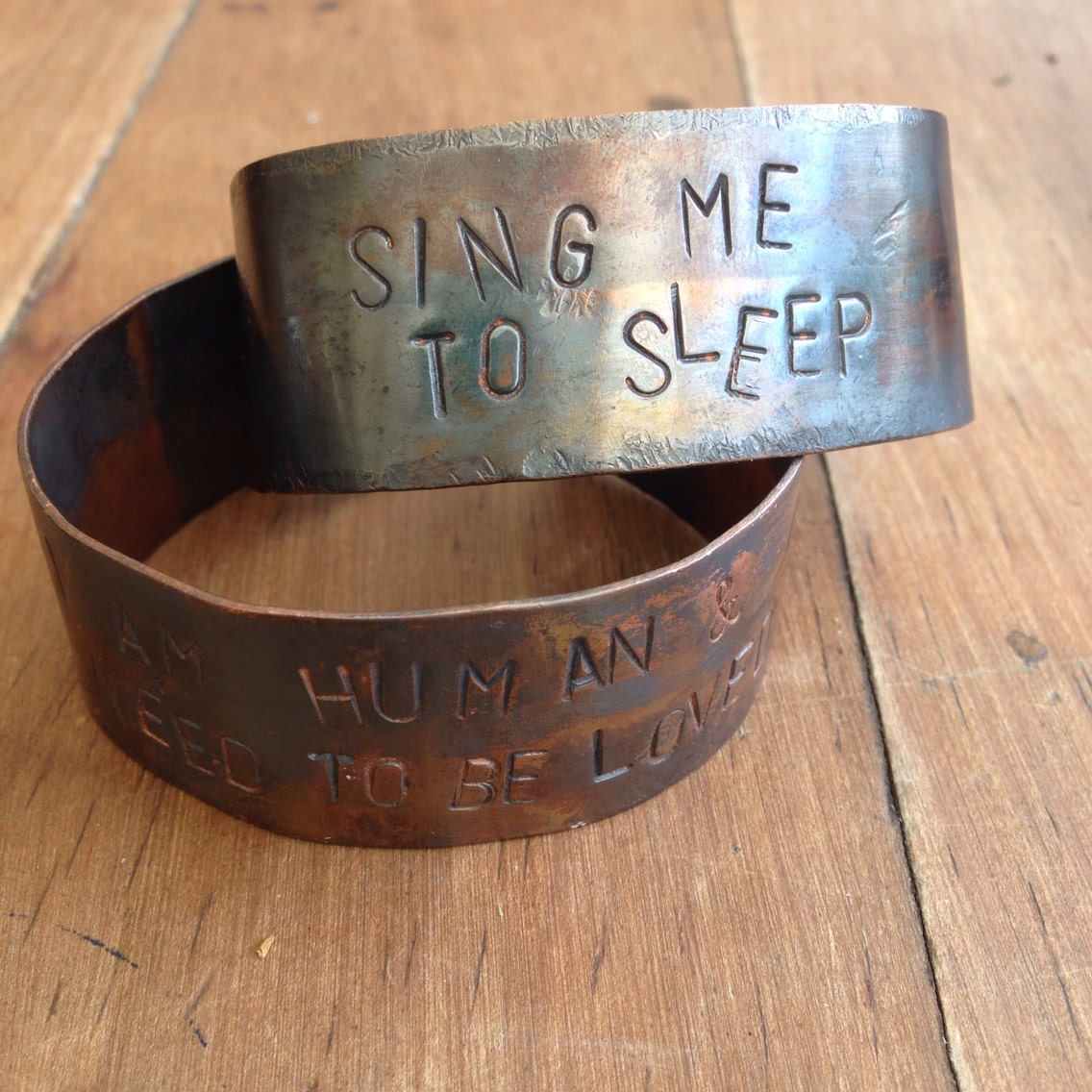 Vintage Copper Cuff - The Smiths, Sing Me To Sleep - jewelsandmud