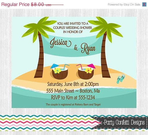 ON SALE Beach Bridal Shower Invitation