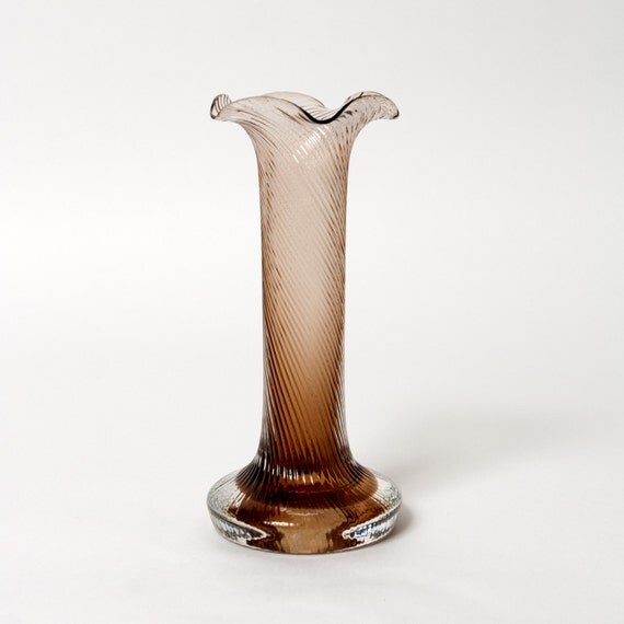 Items similar to vintage glass vase clear brown collectible