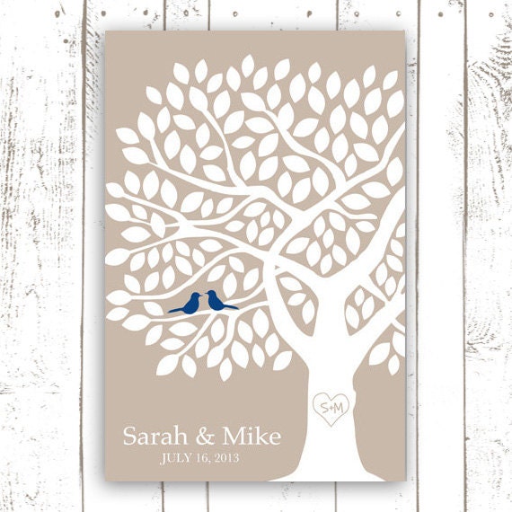 Wedding Guest Book Poster Guestbook Tree Unique Guest Book Royal Blue Wedding Guestbook for 125 Guests Wedding Tree Guest Book Poster
