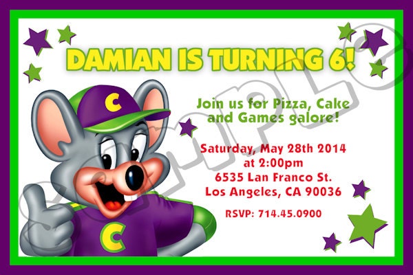 Chuck E. Cheese Invitation Chuck E. by PreciousPartyInvites