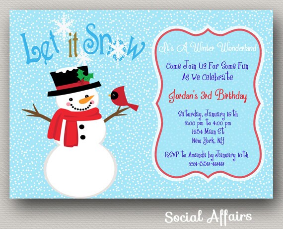 Winter Wonderland Snowman Birthday Invitation - DIY Printable Invitation Il_570xn