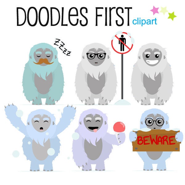 Yeti+Clip+Art Winter Yeti Digital Clip Art for Scrapbooking Card Making Cupcake ...