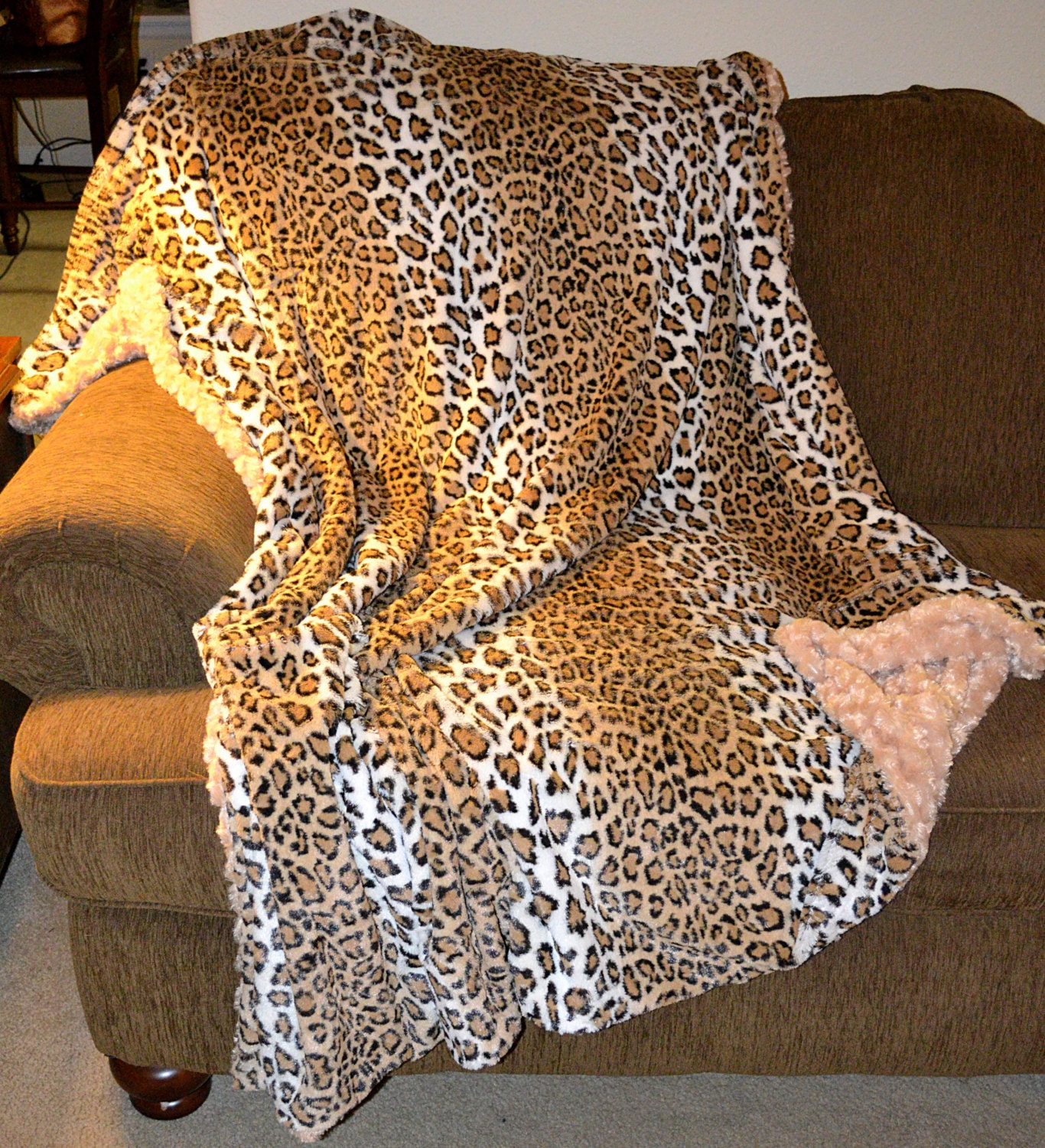 Items similar to Animal Print Minky Faux Fur Blanket Throw, Super Silky