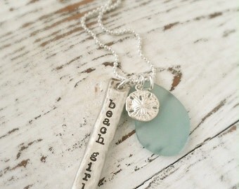 Items Similar To Beach Girl Necklace Sea Glass Necklace Personalized