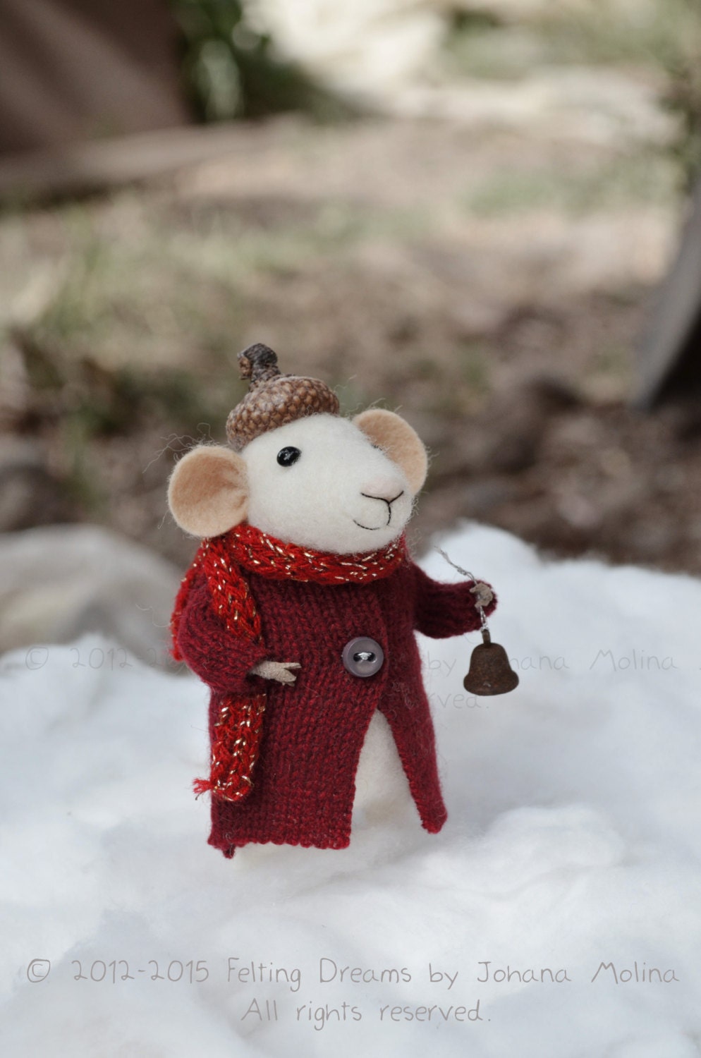 Little Christmas Mouse- Christmas-Winter Seasonal Ornament- Felting Dreams - READY TO SHIP - feltingdreams