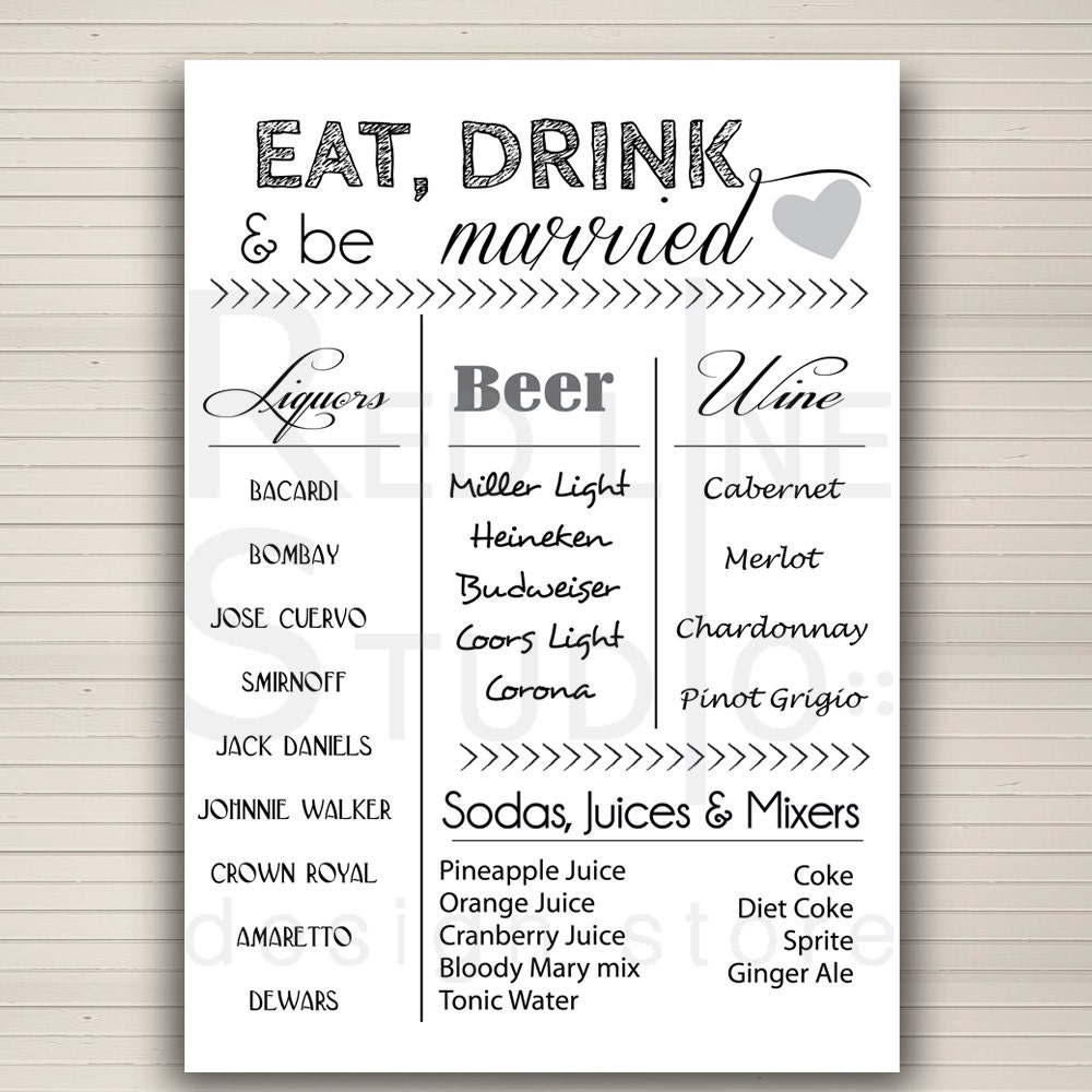 Bar Menu for Wedding Reception Wedding Bar Idea by redlinecs