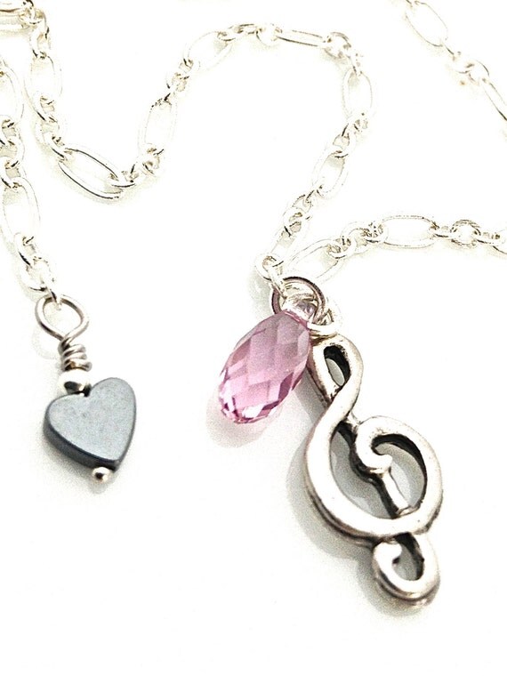 Music Lover Gift Purple Music Themed Jewelry Silver by UrbanClink