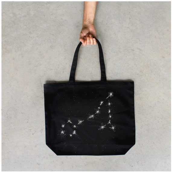 Zodiac Tote Bag - extra large cotton canvas tote - zodiac ...