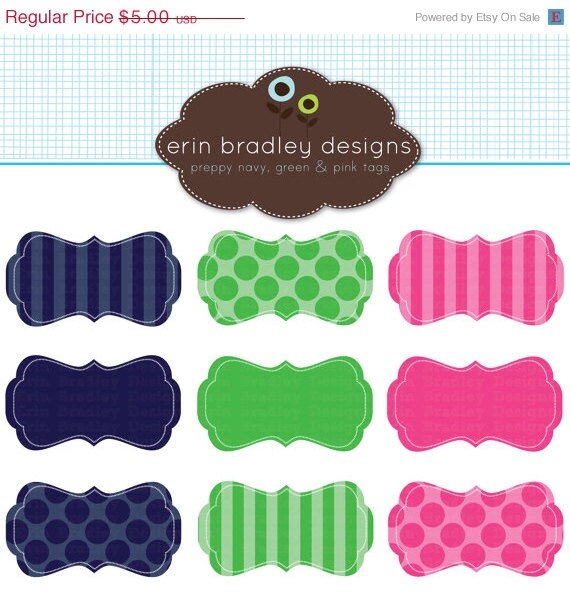 40% OFF SALE Preppy Frames Clipart Clip Art Personal and Commercial Use Navy Blue Green Pink Il_570xn