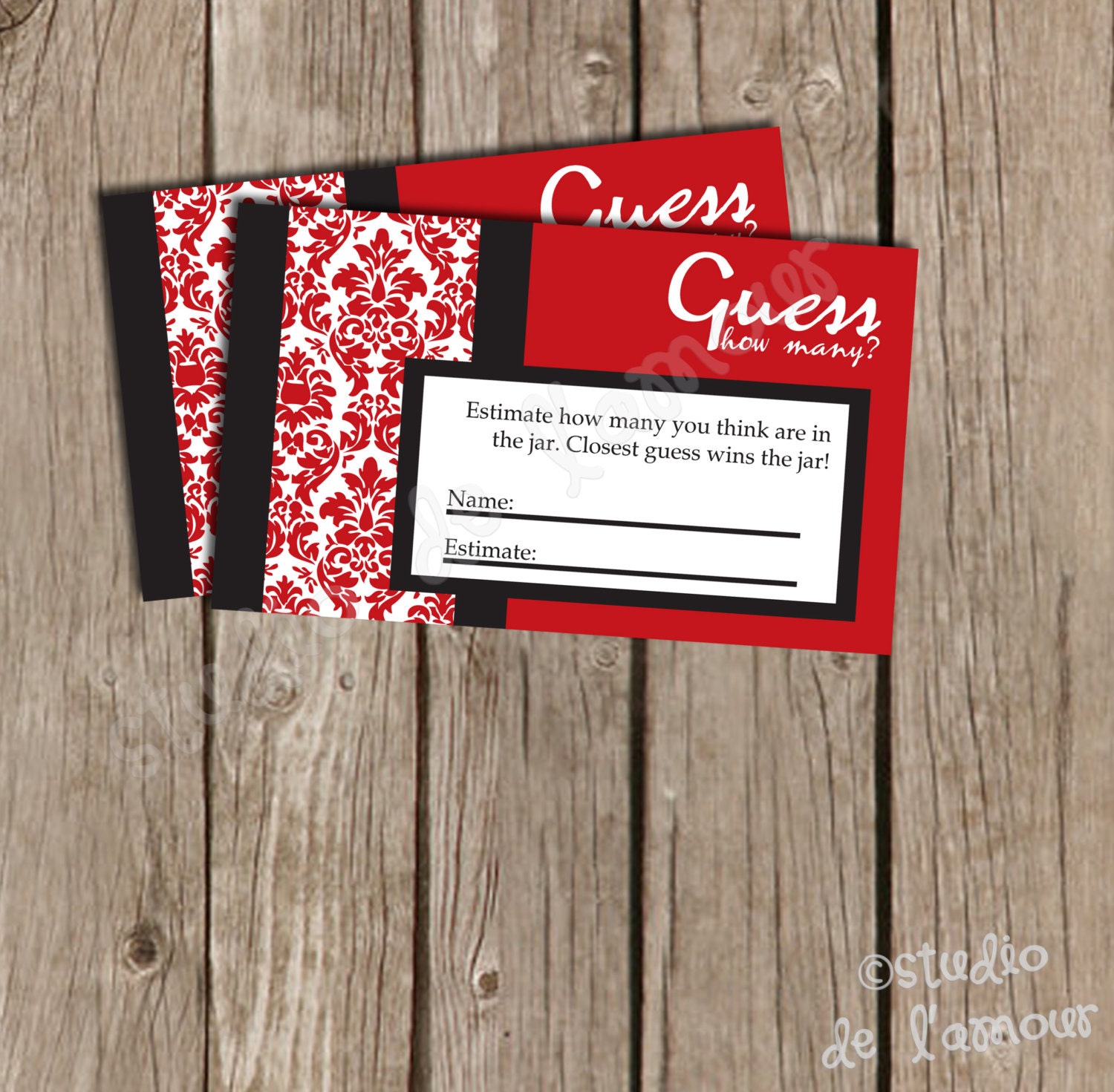 PRINTABLE PDF "Guess How Many" Baby Shower or Bridal Shower Game Card Il_570xn
