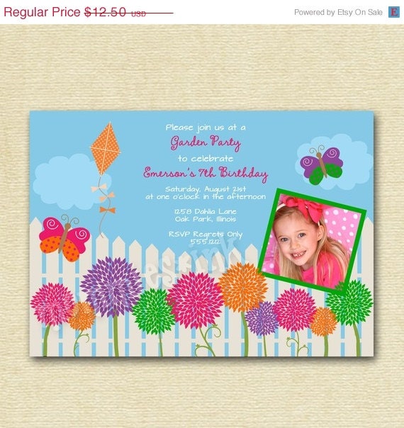 HOLIDAY SALE 10% off Garden Tea Birthday Party Invitation - PRINTABLE Invitation Design Il_570xn