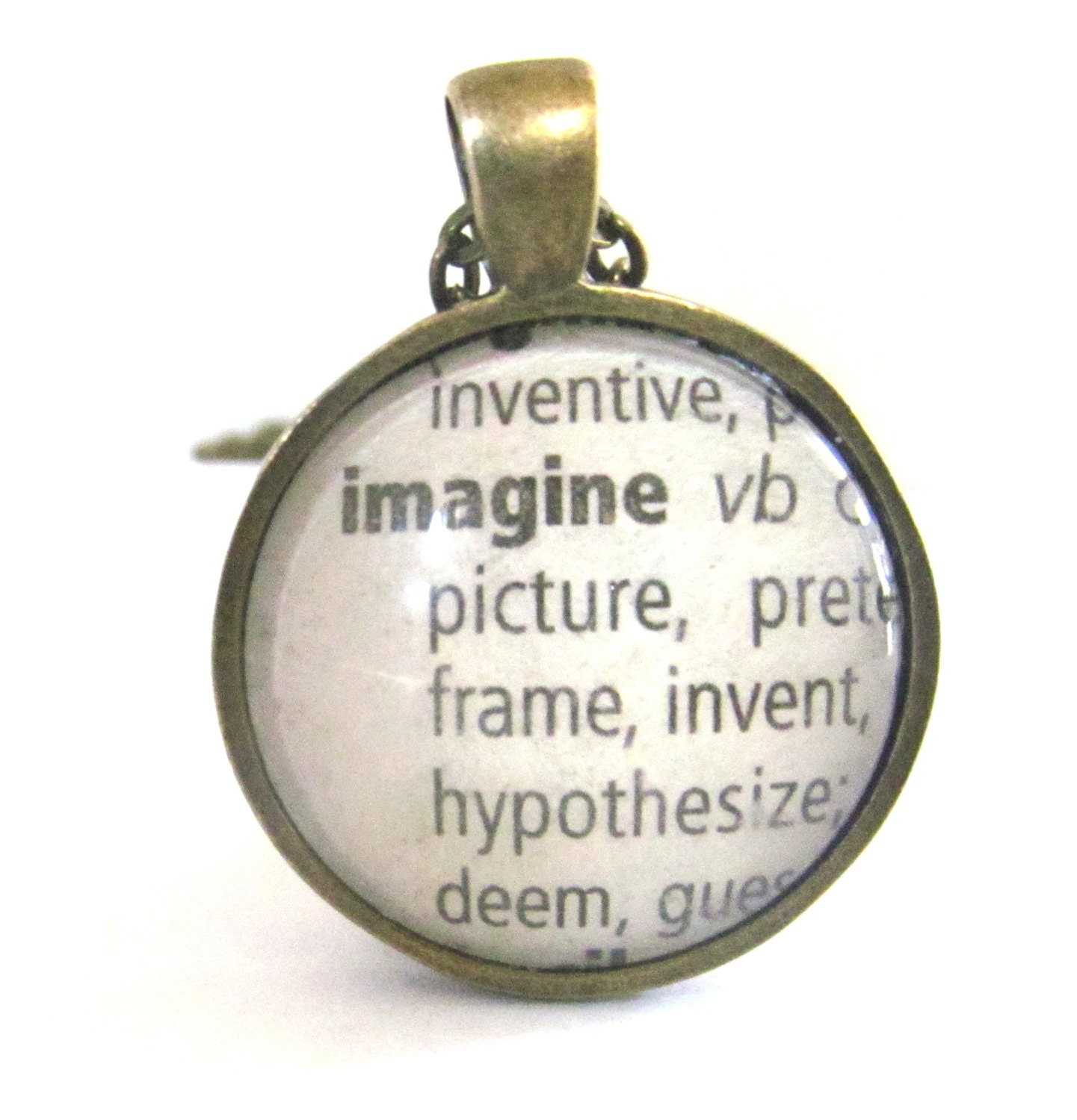 Items similar to IMAGINE Definition Dictionary Pendant Necklace on Etsy