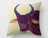 Decorative Pillow Cover - Ox - Throw Pillow Cushion - Fine Art Home Decor - 16x16 18x18 20x20 Pillow Case - BrazenDesignStudio