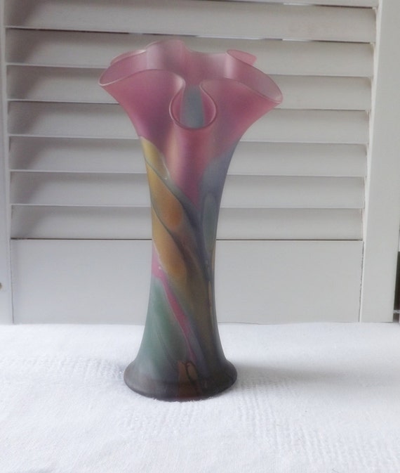Vase Rueven Glass Handpainted Nouveau Art By 4oldtimesandnew