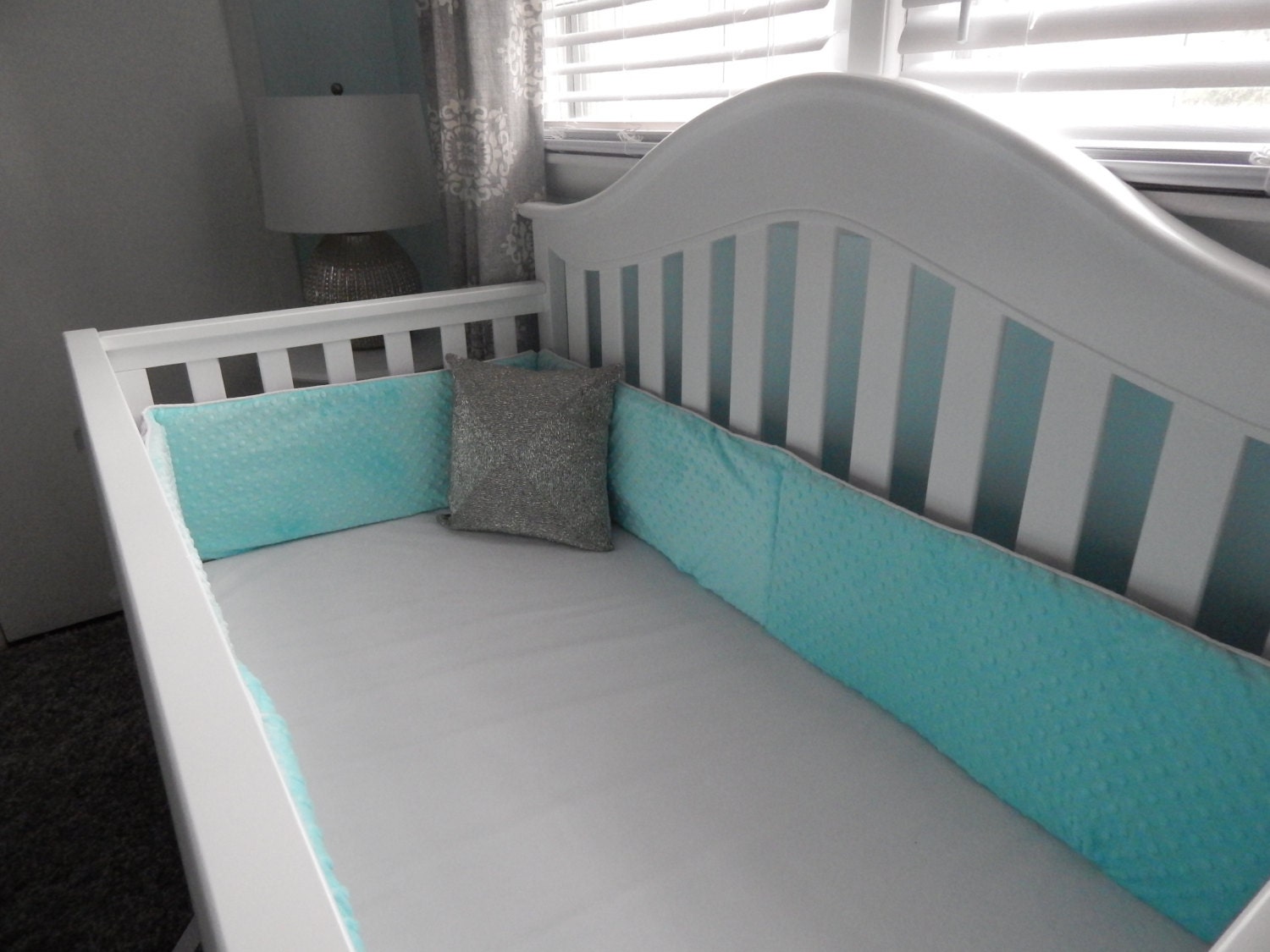 Crib Bumper with Piping and Fabric Ties One by