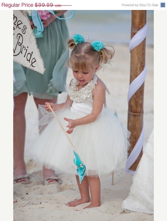 Beach Flower Girl Dress in Ivory White by SCbydesign on Etsy