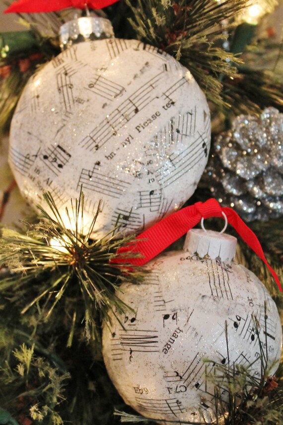christmas ornament glass vintage sheet music each by houseof3 christmas ornament glass vintage sheet music each by houseof3